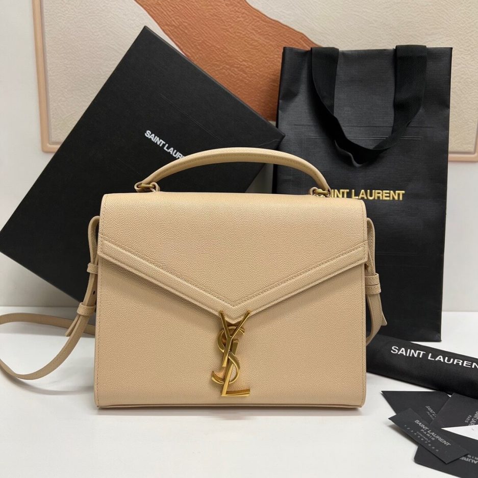YSL CASSANDRA Medium Grainy Embossed Leather Top Handle Bag